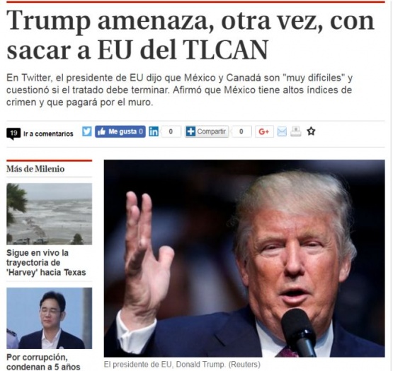 TRUMP Amenaza a México con dejar TLCAN 